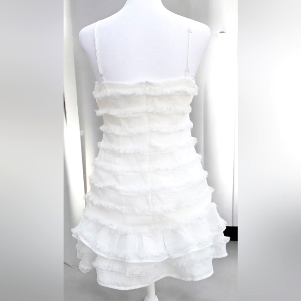 Princess Polly White Tier Tassel Dress Size 2 - Picture 4 of 7